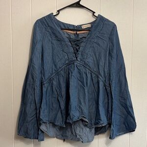 Altar'd State Denim Blue Blouse